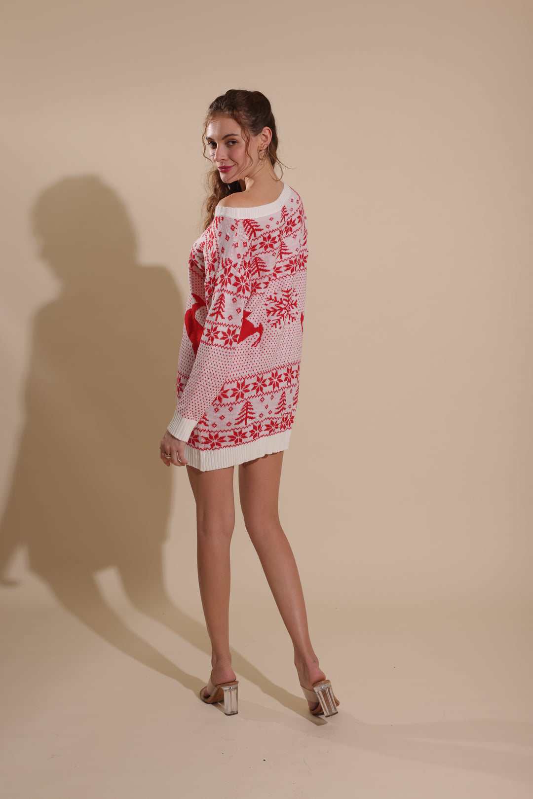 Carol Dress (White & Red)