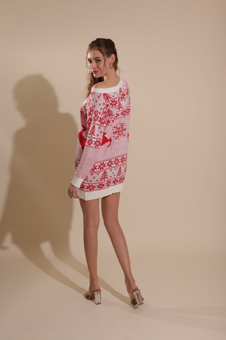 Carol Dress (White & Red)