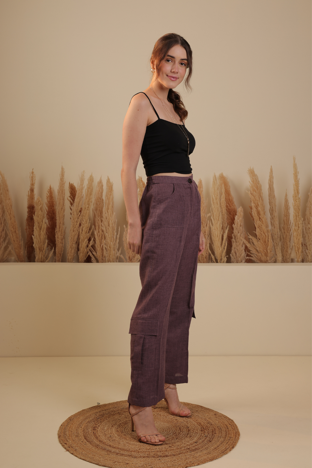 Carly Cargo Pants (Plum)
