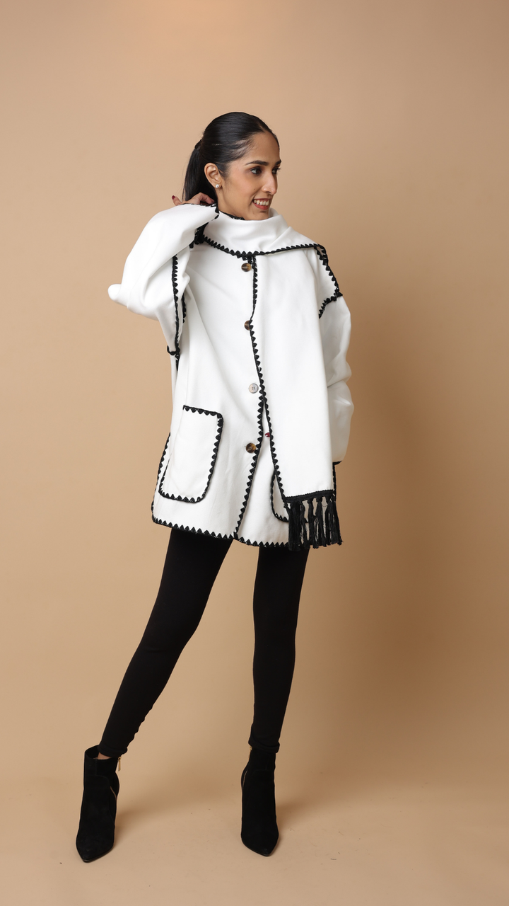 Velora Coat with Scarf (Black)