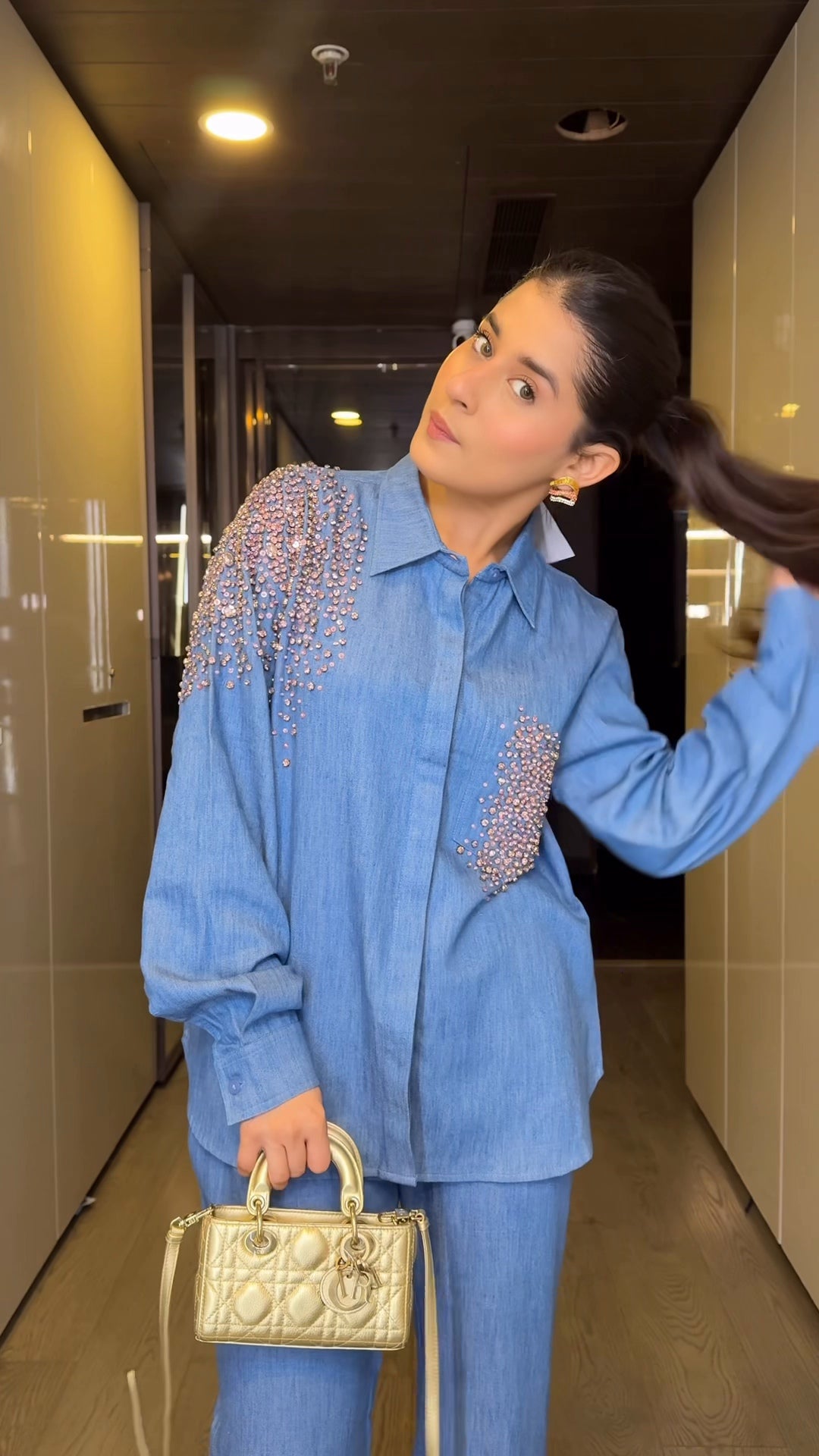 Afterglow Denim Co-ord Set (As Seen on Rhea Kalra)