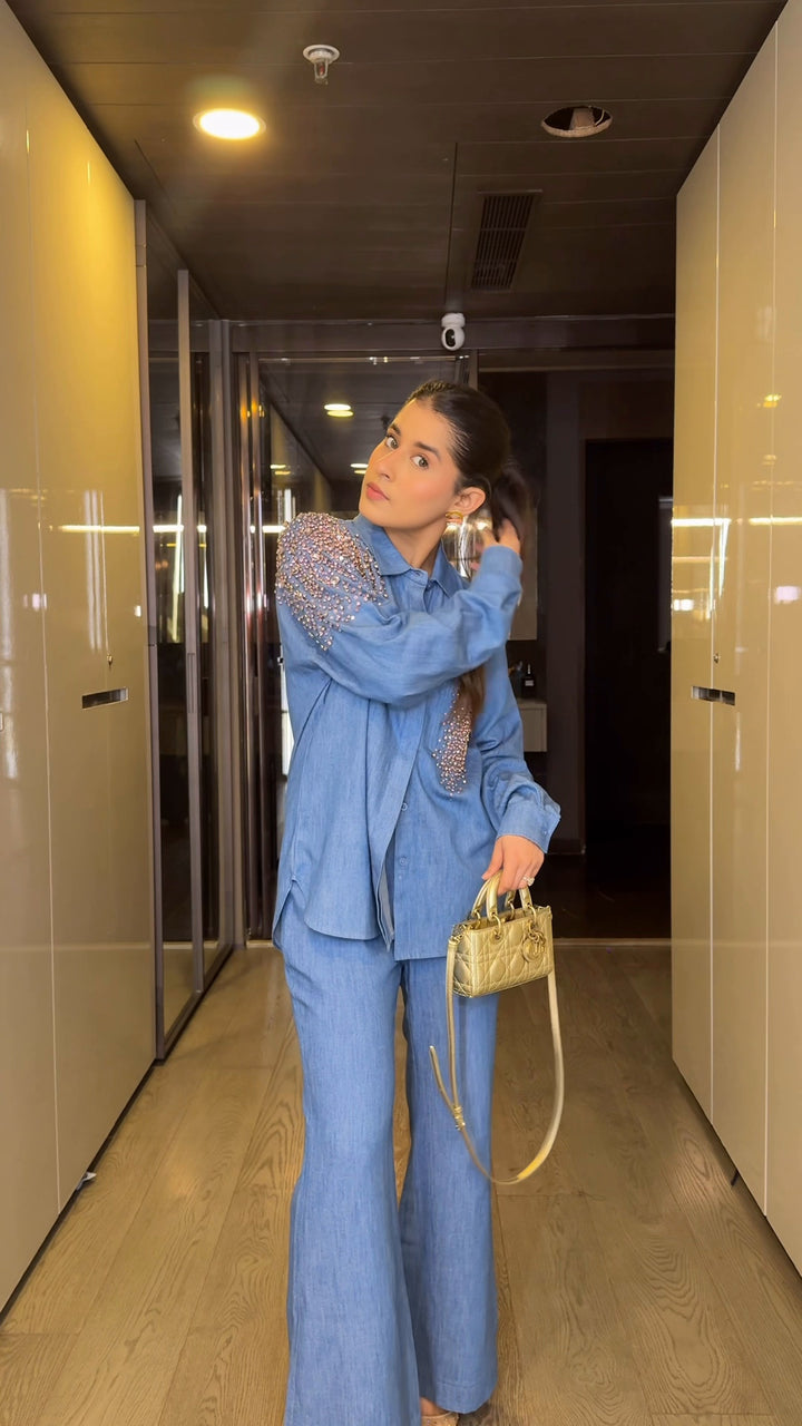 Afterglow Denim Co-ord Set (As Seen on Rhea Kalra)