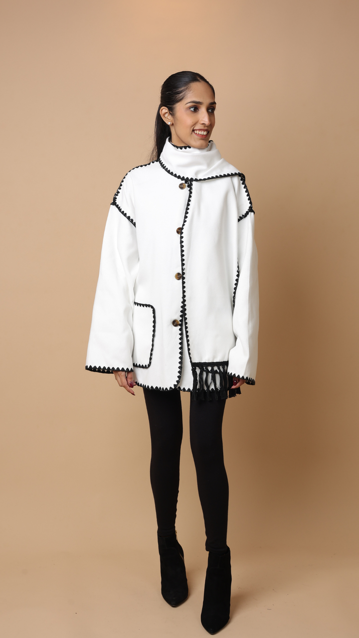 Velora Coat with Scarf (Black)