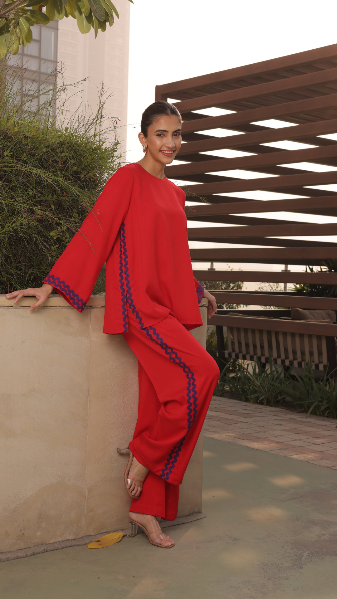 Owen Coord Set in Red - Full Sleeves (As Seen On Shreya Lakhani)