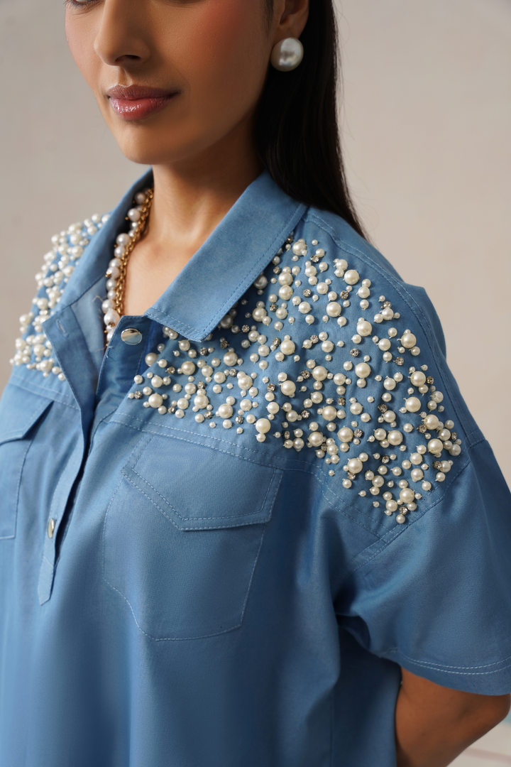 Luna Pearl Denim Dress