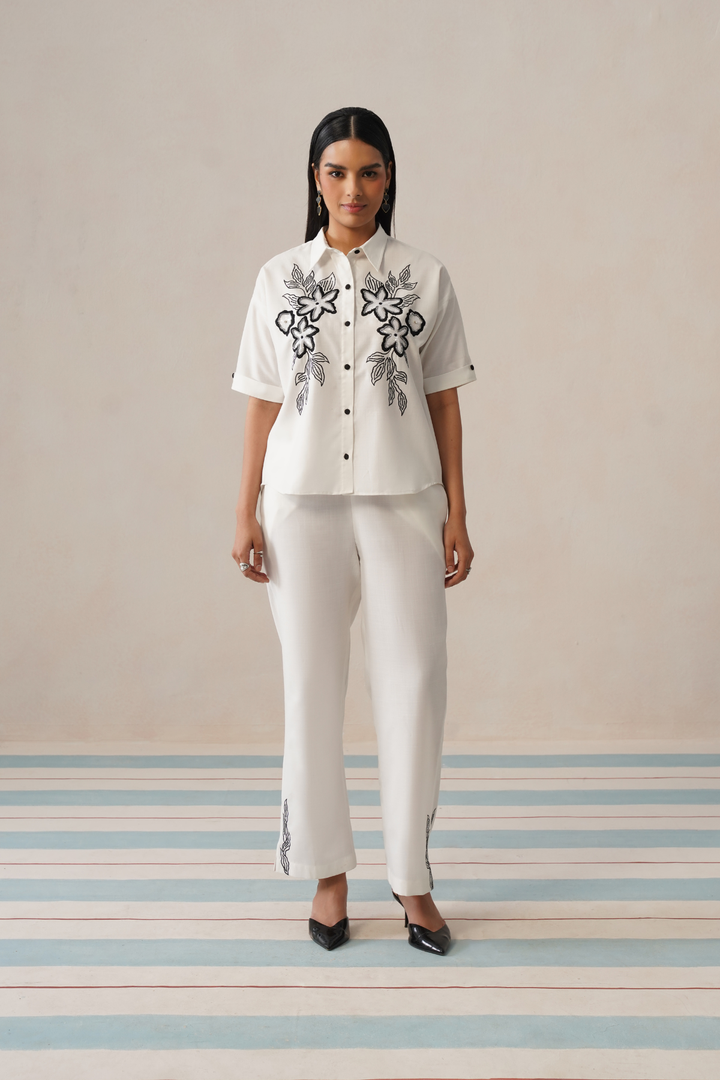 Noir Bloom Co-ord Set (Ivory Mist)