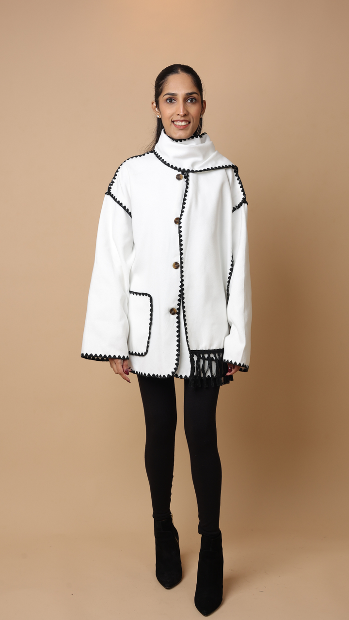 Velora Coat with Scarf (Black)