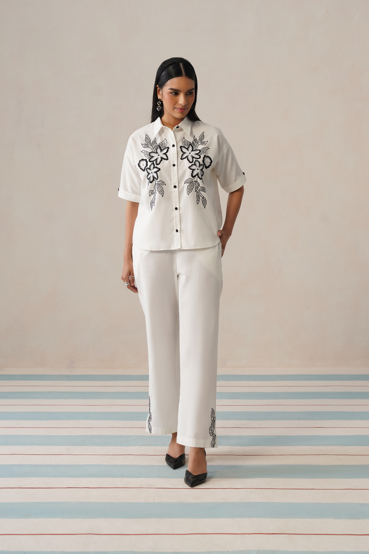 Noir Bloom Co-ord Set (Ivory Mist)