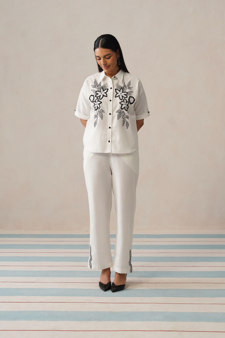 Noir Bloom Co-ord Set (Ivory Mist)