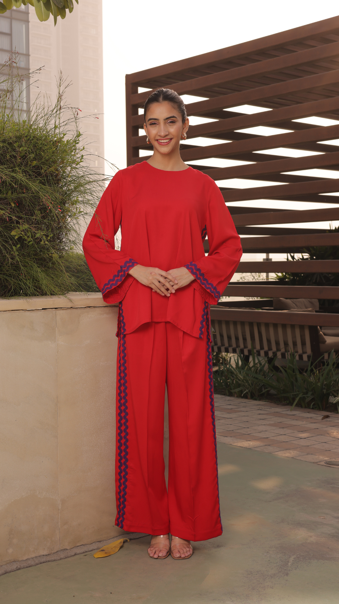Owen Coord Set in Red - Full Sleeves (As Seen On Shreya Lakhani)