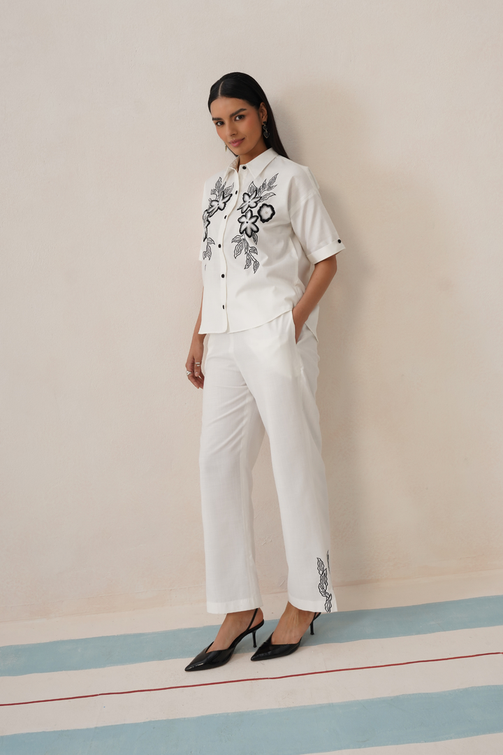 Noir Bloom Co-ord Set (Ivory Mist)