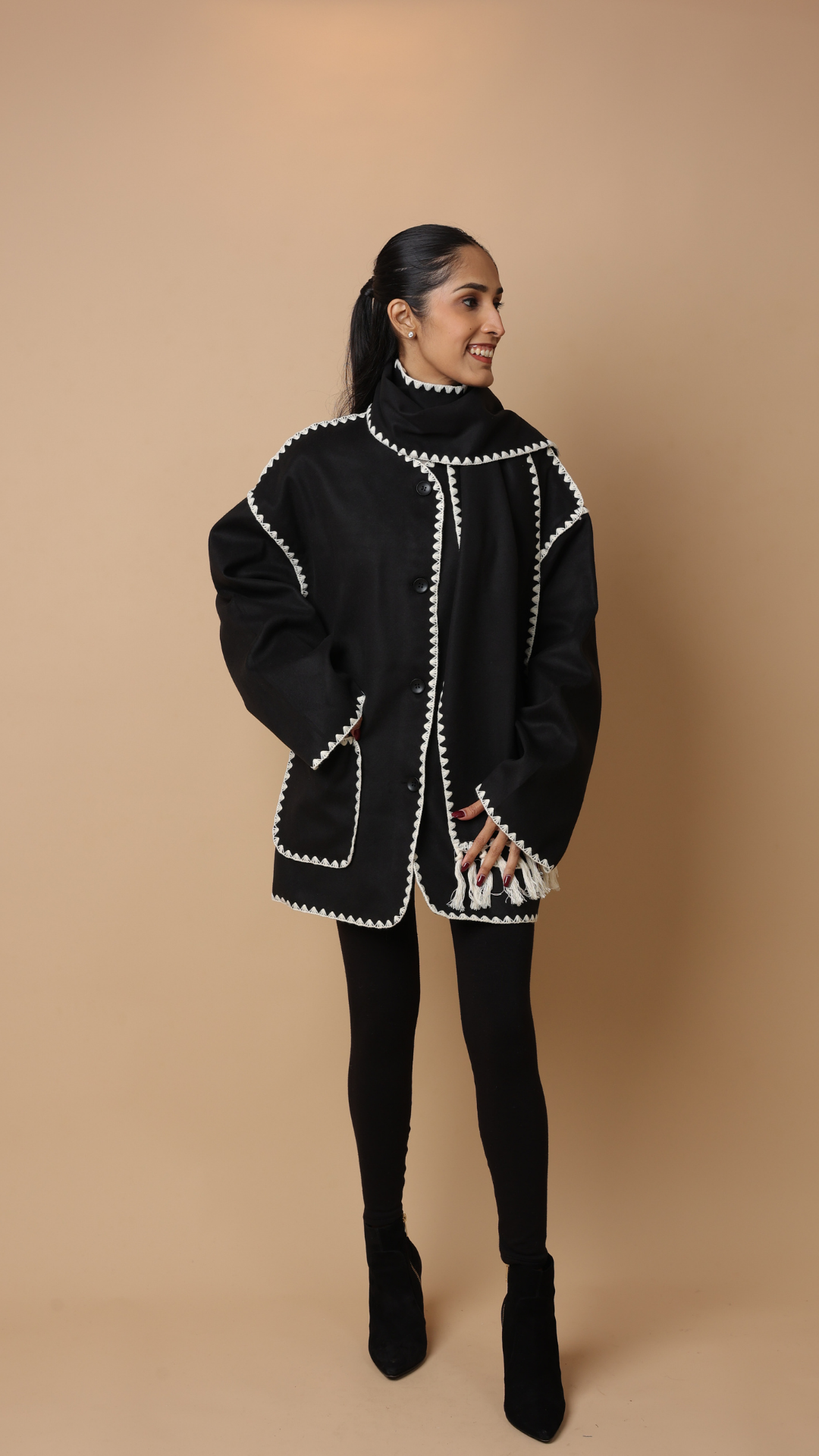 Velora Coat with Scarf (Grey)