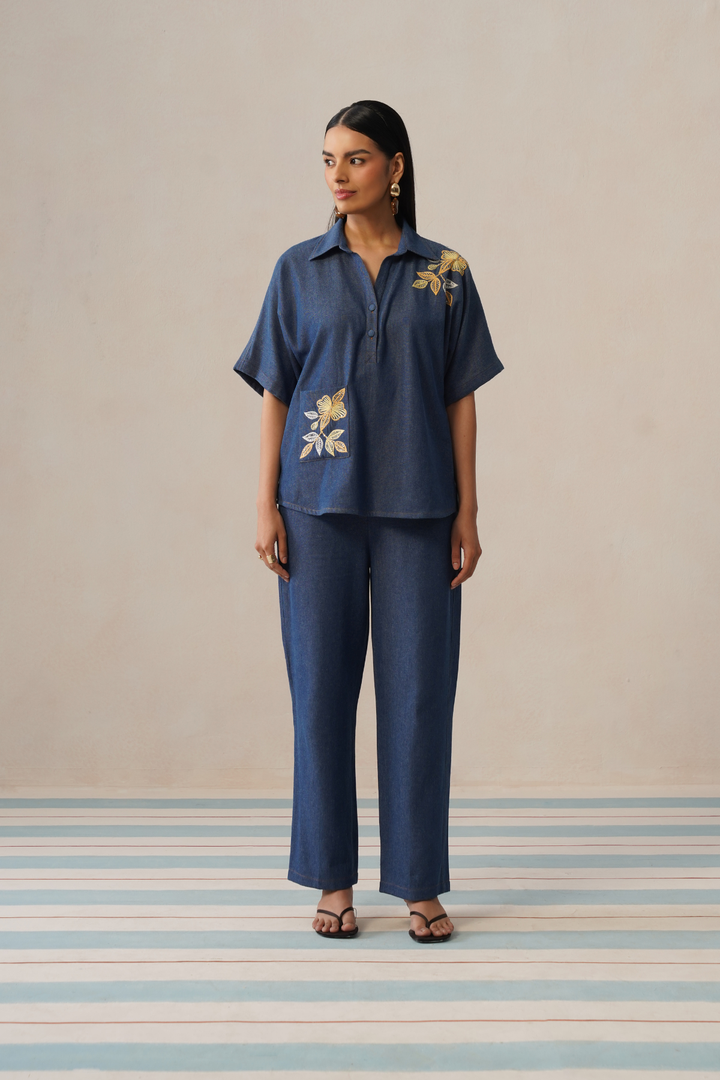 Golden Bloom Denim Co-ord Set