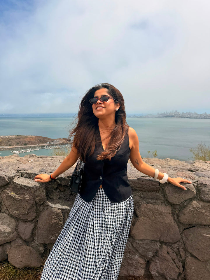 Firenze Gingham Coord Set - Black (As Seen on Kamya Gupta)