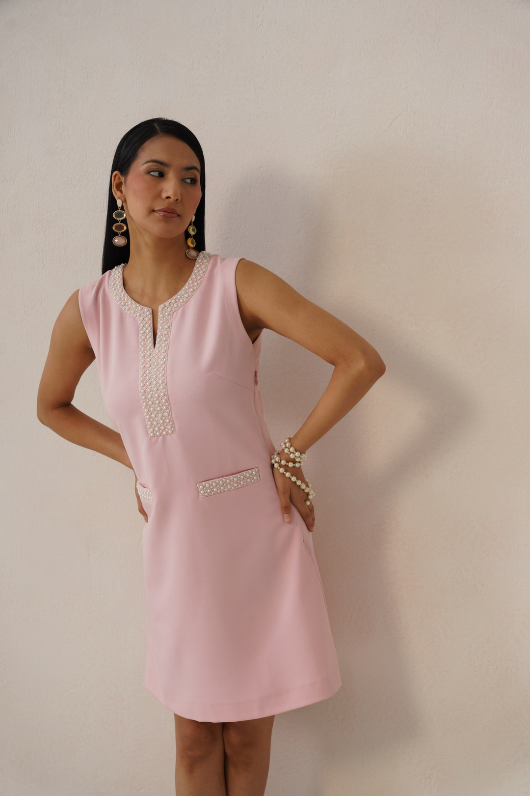 Aurelia Pearl Dress (Powder Pink)