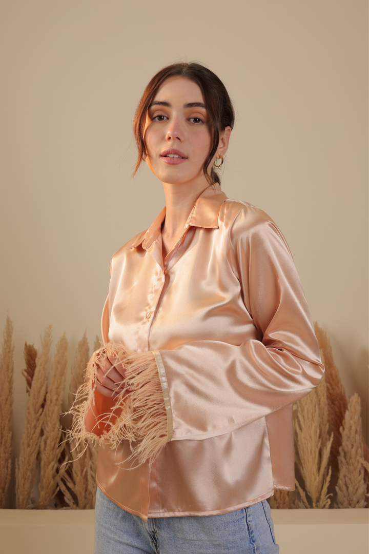 Olivia Satin Shirt (Rose Gold)