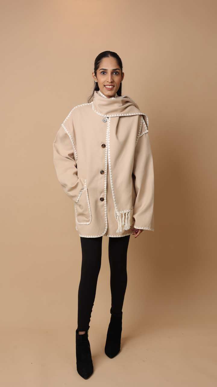 Velora Coat with Scarf (Grey)