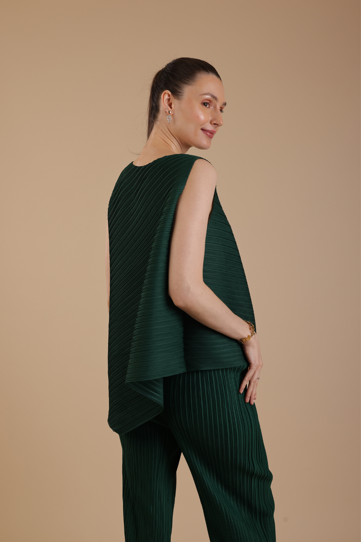Murcia Pleated Coord Set (Bottle Green)