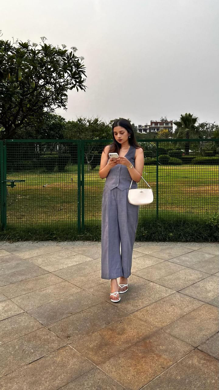 Camille Coord Set with Straight Pants (Arctic Blue)