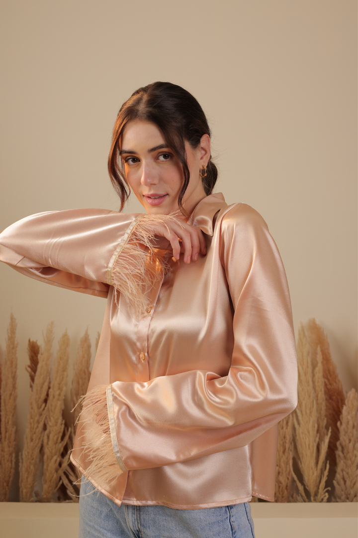 Olivia Satin Shirt (Rose Gold)
