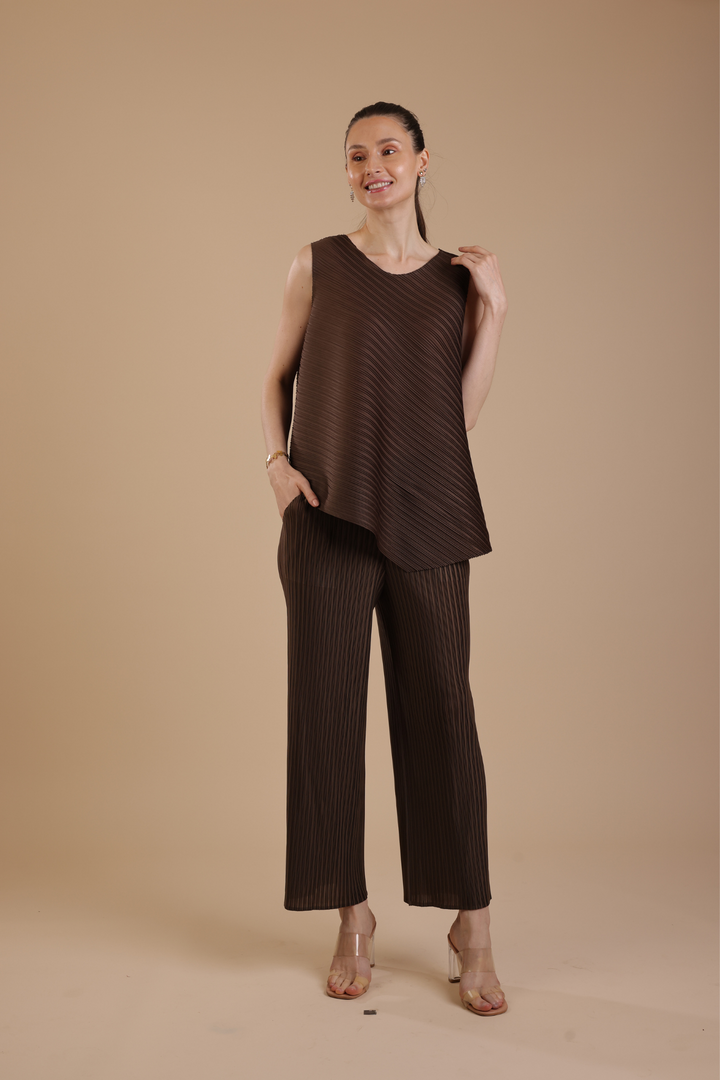 Murcia Pleated Coord set (Chocolate)