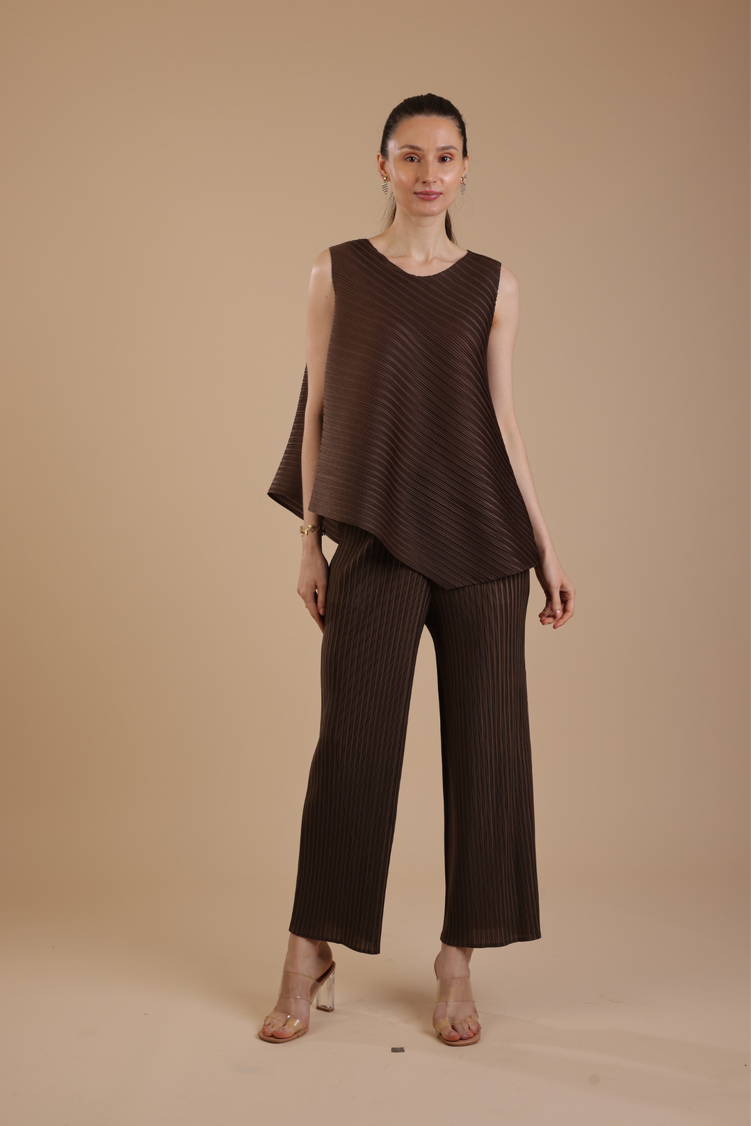 Murcia Pleated Coord set (Chocolate)