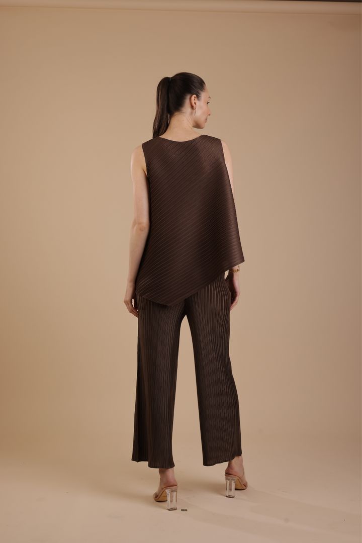 Murcia Pleated Coord set (Chocolate)
