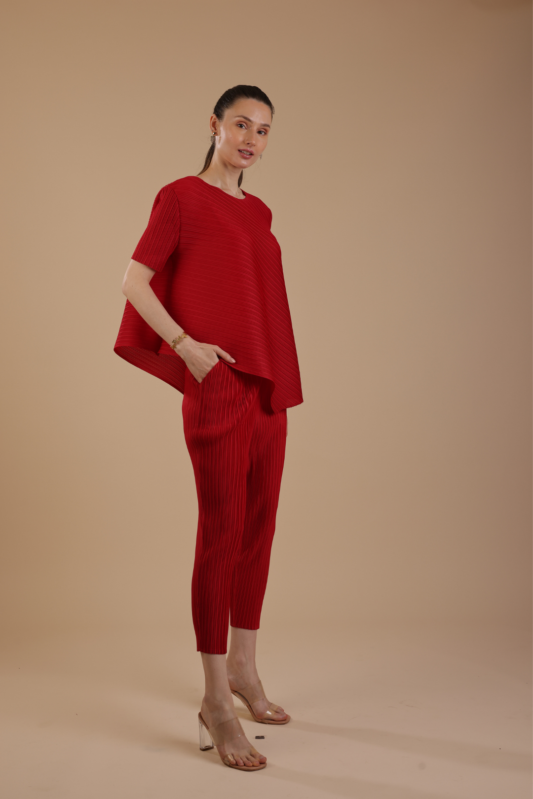 Hector Pleated Coord set (Red)