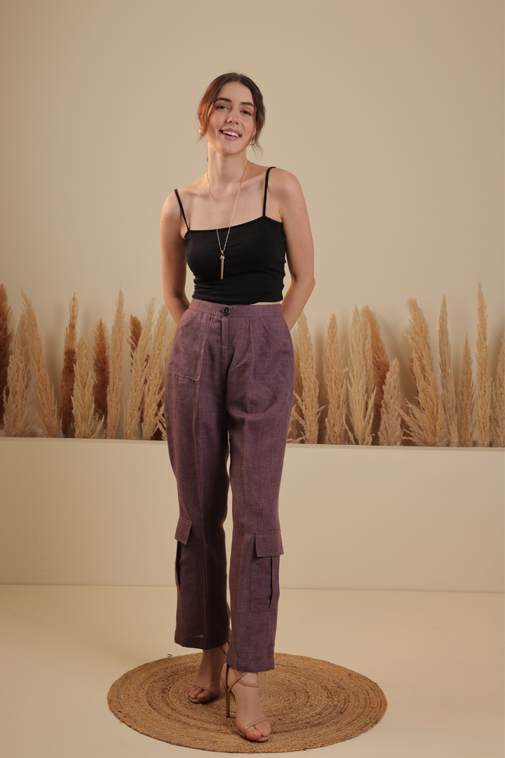 Carly Cargo Pants (Plum)