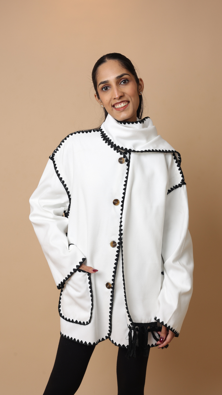 Velora Coat with Scarf (Black)