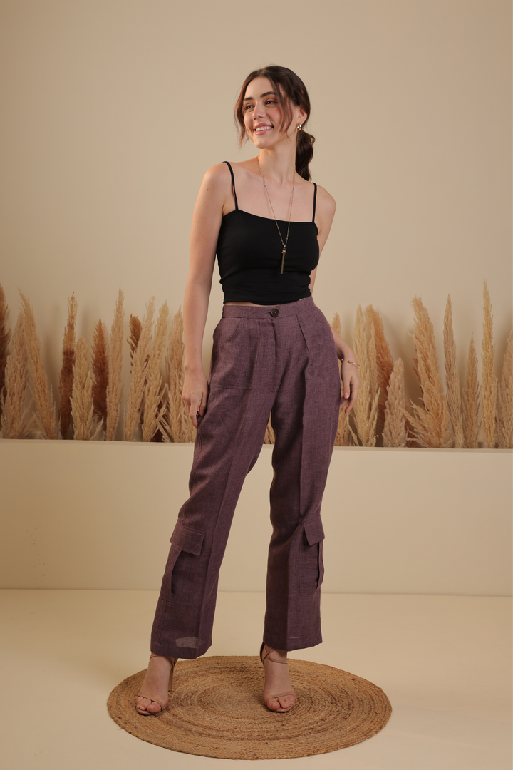 Carly Cargo Pants (Plum)