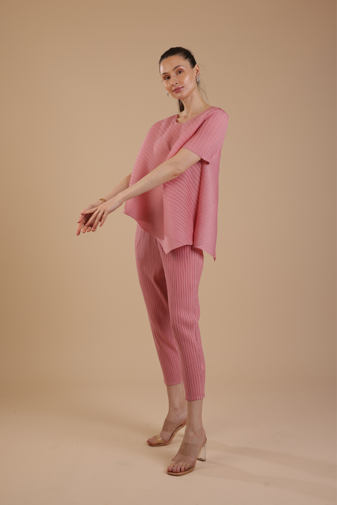 Hector Pleated Coord set (Salmon Pink)