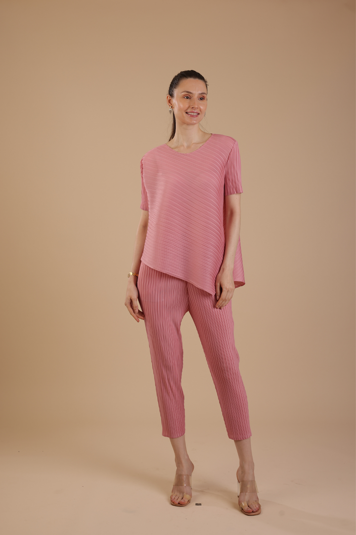 Hector Pleated Coord set (Salmon Pink)
