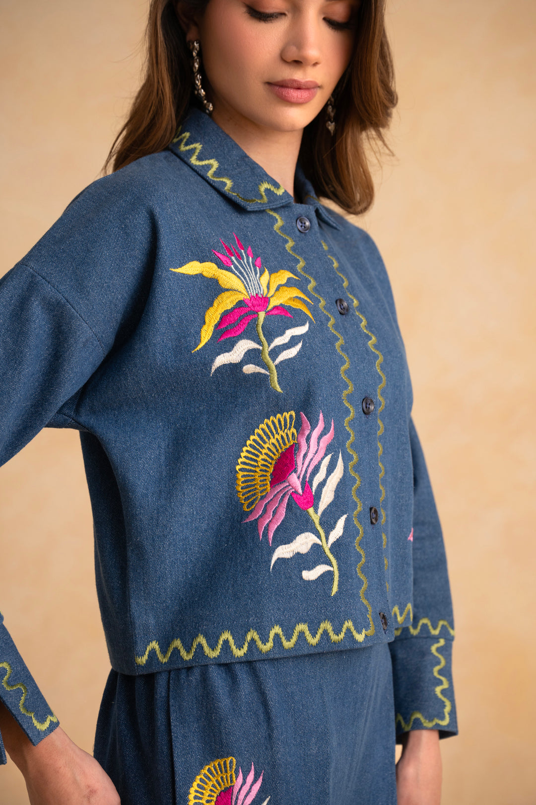 Megan Co-ord Set (Full Sleeves) - Indigo Blue