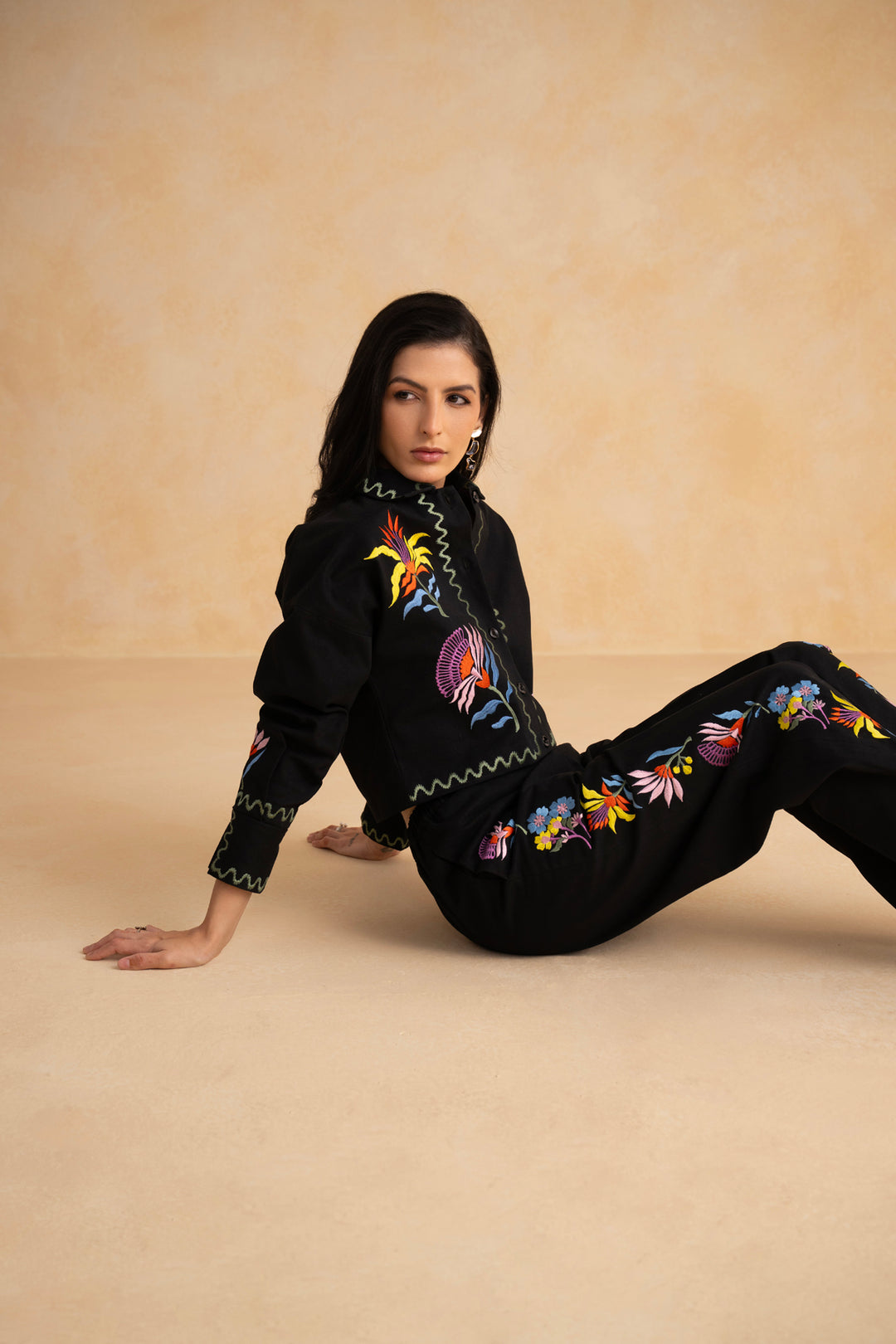 Megan Coord Set (Full Sleeves) - Black