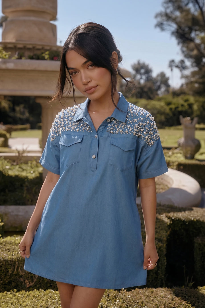 Luna Pearl Denim Dress