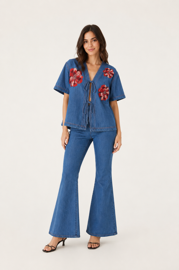 Scarlet Denim Co-ord Set (As Seen on Charmie Sethi)