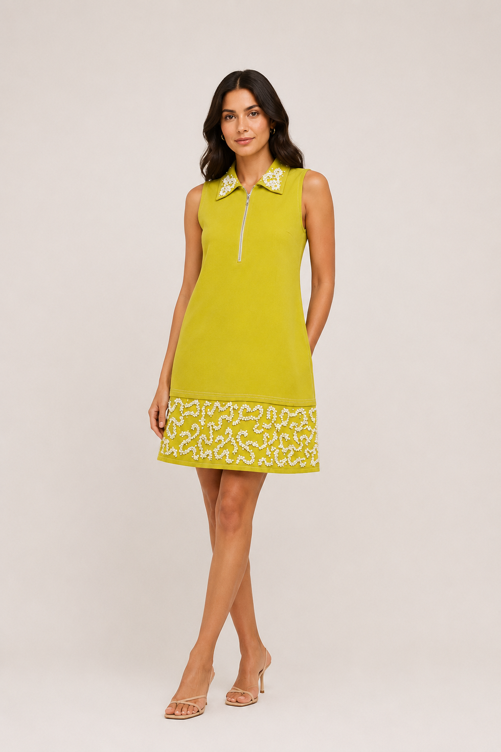 Limoncello Pearl Denim Dress (As Seen on Charmie Sethi)