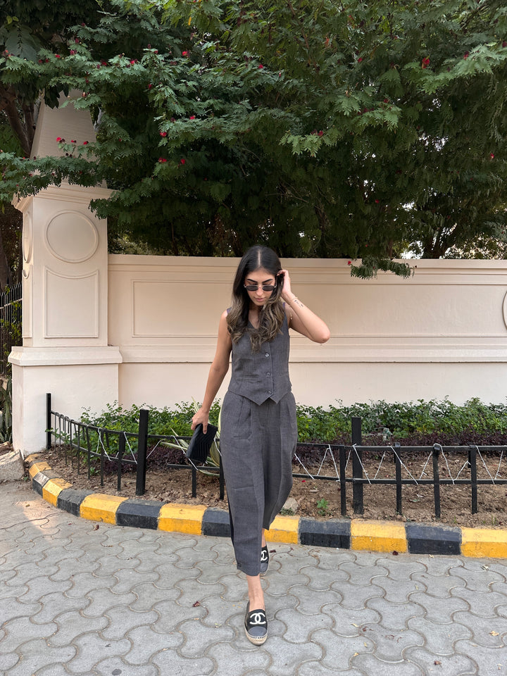 Camille Coord Set - Stone Grey (As Seen On Rhea Kapoor)