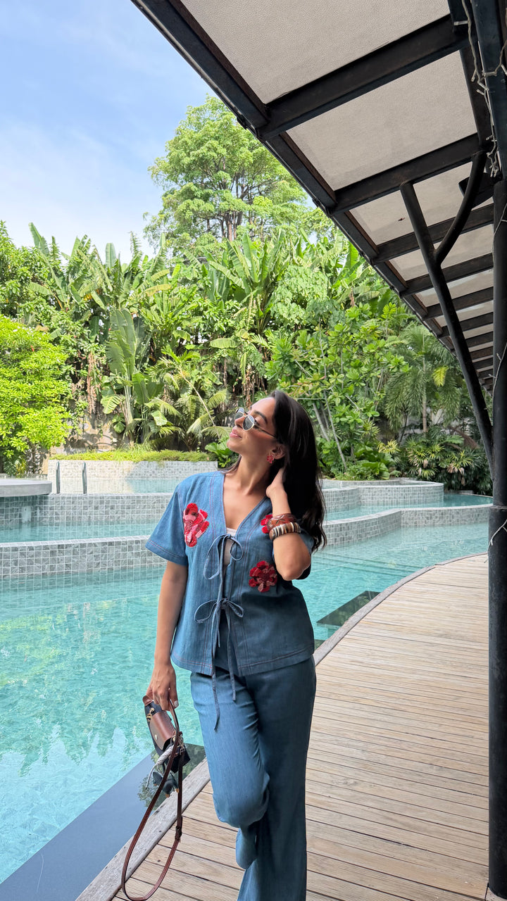 Scarlet Denim Co-ord Set (As Seen on Charmie Sethi)