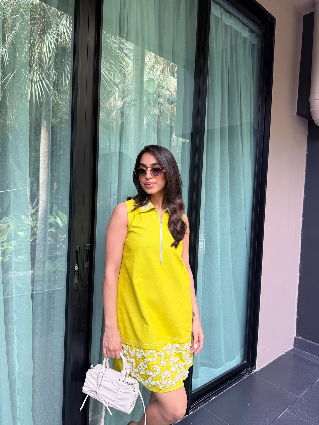 Limoncello Pearl Denim Dress (As Seen on Charmie Sethi)