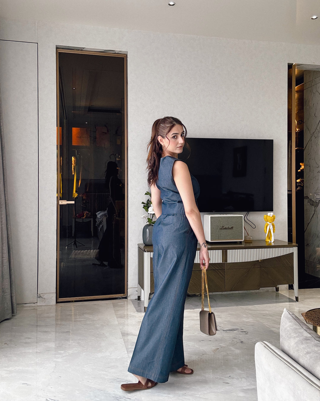 Camille Coord Set with Straight Pants - Denim (As Seen On Rubal Wadhwa)