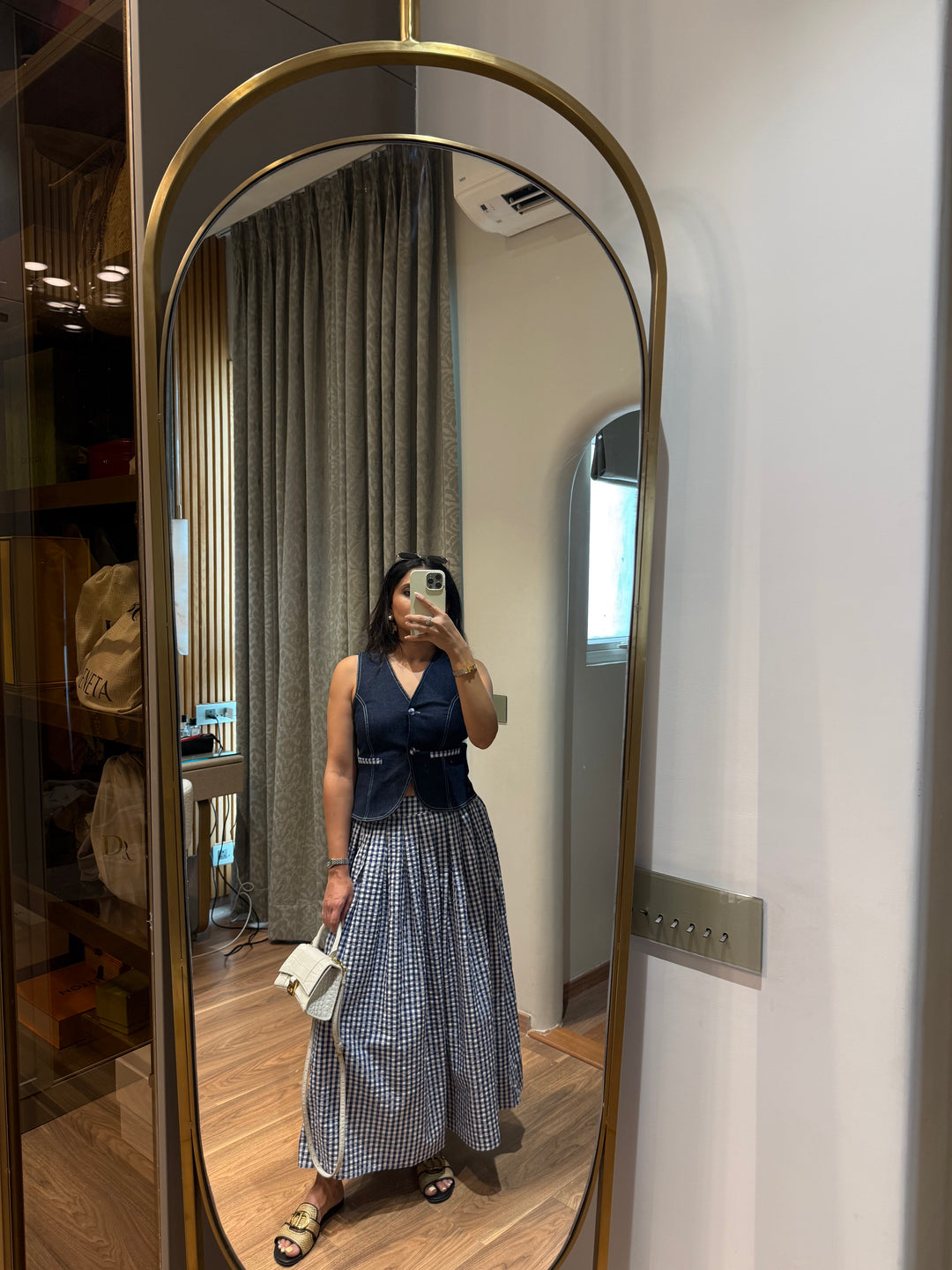 Firenze Gingham Coord Set - Denim (As Seen on Vasundhra Sharma)