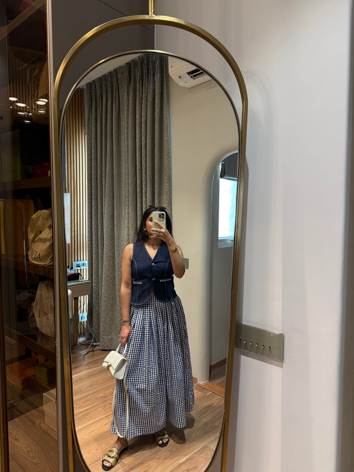 Firenze Gingham Coord Set - Denim (As Seen on Vasundhra Sharma)