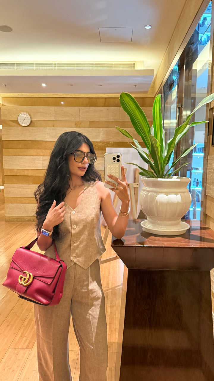 Camille Coord Set with Straight Pants - Sand (As Seen On Radhica Diwan)