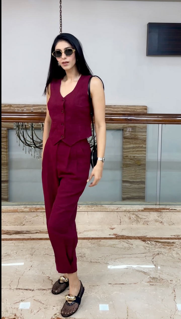 Camille Coord Set - Cherry Red (As Seen On Akshita Gosain)