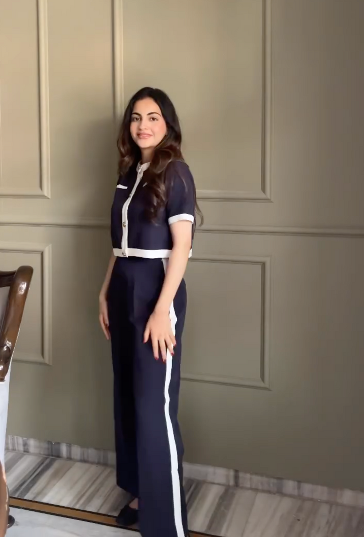 Bordeaux Coord Set - Navy Blue (As Seen On Jannat Khurana)