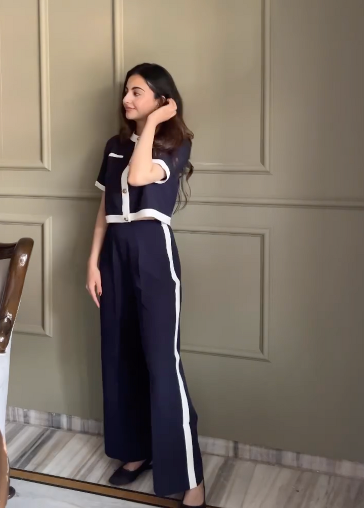 Bordeaux Coord Set - Navy Blue (As Seen On Jannat Khurana)