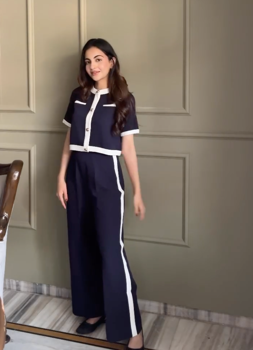 Bordeaux Coord Set - Navy Blue (As Seen On Jannat Khurana)