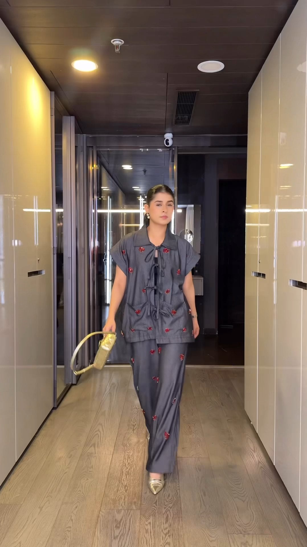 Cherry Code Denim Co-ord Set (As Seen on Rhea Kalra)